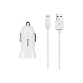 Автомобильное зарядное устройство, 1 USB 1.5A(Z2),  usb cable lightning, HOCO, белый
