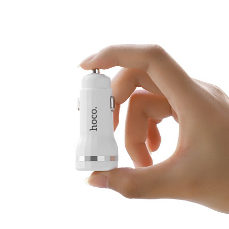 Автомобильное зарядное устройство, 2 USB 2.4A (Z27), HOCO, белый