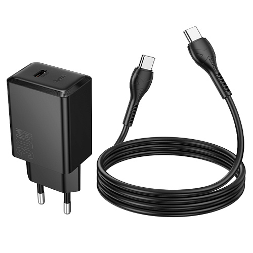 Сетевое зарядное устройство, 1 PD 30W  (N70), HOCO, Type-C to Type-C, черный