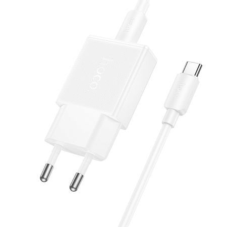 Сетевое зарядное устройство, 1 PD 25W (N74), HOCO, Type-C to Type-C, белый