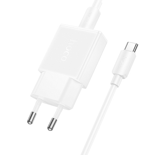 Сетевое зарядное устройство, 1 PD 25W (N74), HOCO, Type-C to Type-C, белый