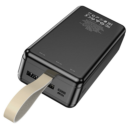 Универсальный Доп. Аккумулятор 30000mAh, J91B, HOCO,  выход 2 USB (2.1A), вход Micro/Type-C, черный