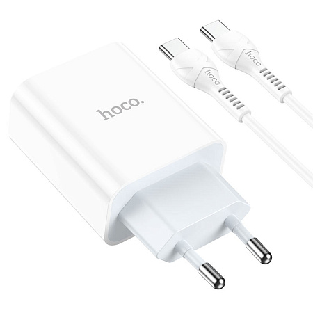 Сетевое зарядное устройство, 1 PD 20W + 1 USB 3.0 QC (C97A), HOCO, Type-C to Type-C, белый
