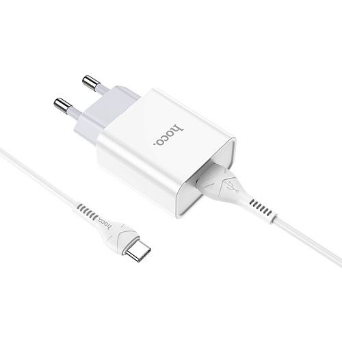 Сетевое зарядное устройство, 1 USB 2.1A (C81A), HOCO, Type-C, белый