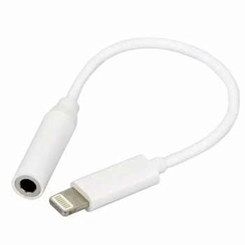 Переходник Lightning to наушники Jack, без bluetooth, музыка, без поддержки разговора, белый