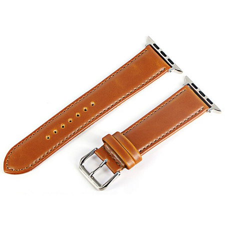 Ремешок на руку для Apple Watch 42/44/45/49 мм, кожа, светло-коричневый