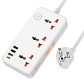Сетевой фильтр на 3 розетки, 1 USB (18W QC)+ 2 USB, 1 PD (30W), 1.5м, AC8A, HOCO, белый