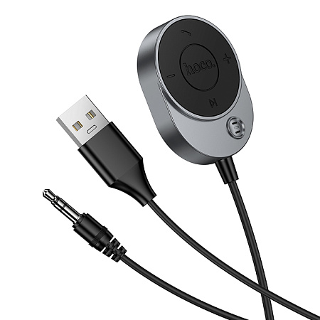 Bluetooth Receiver с AUX, E150, HOCO, вес 37 г, металлический серый
