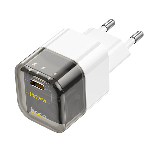 Сетевое зарядное устройство, 1 PD 20W (C125A), HOCO, прозрачный с черным