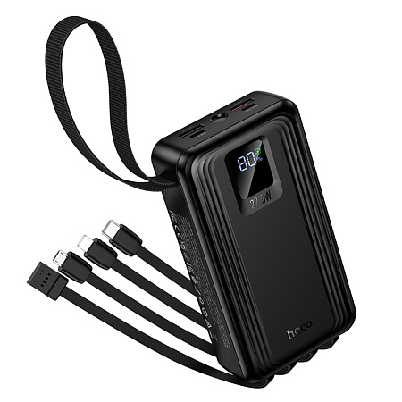 Универсальный Доп. Аккумулятор 20000mAh, J173, HOCO, выход: 1 USB (22.5W), 1 PD (20W), 4 кабеля, с дисплеем, черный