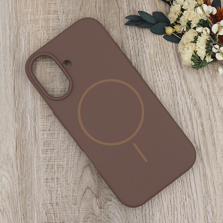 Чехол-накладка для iPhone 17, Silicon Case, магнитный (MagSafe), без лого, X-CASE, коричневый