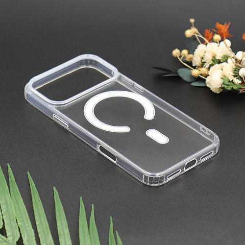 Чехол силиконовый для iPhone 17 Pro Max, Магнитный (MagSafe), X-CASE, прозрачный