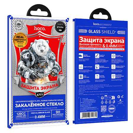 Защитное стекло для iPhone 15 Pro, A777, HOCO, HD, рамка черная