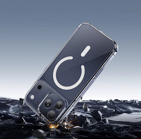 Чехол силиконовый для iPhone 17 Pro Max, Магнитный (MagSafe), HOCO, прозрачный