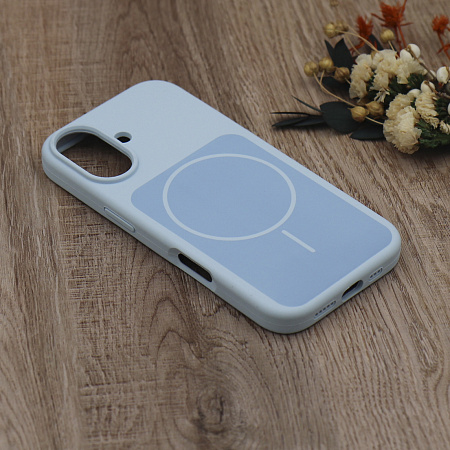 Чехол-накладка для iPhone 17, Silicon Case, магнитный (MagSafe), с дизайном, без лого, X-CASE, светло-голубой