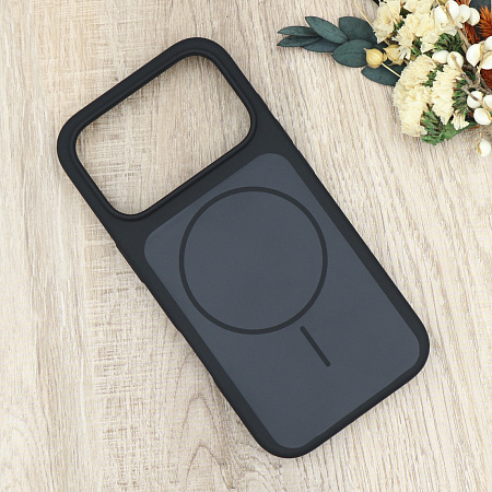 Чехол-накладка для iPhone 17 Pro, Silicon Case, магнитный (MagSafe), с дизайном, без лого, X-CASE, черный