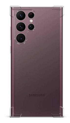 Чехол силиконовый для Samsung Galaxy S22 Ultra, микс, усиленные края, X-CASE, прозрачный