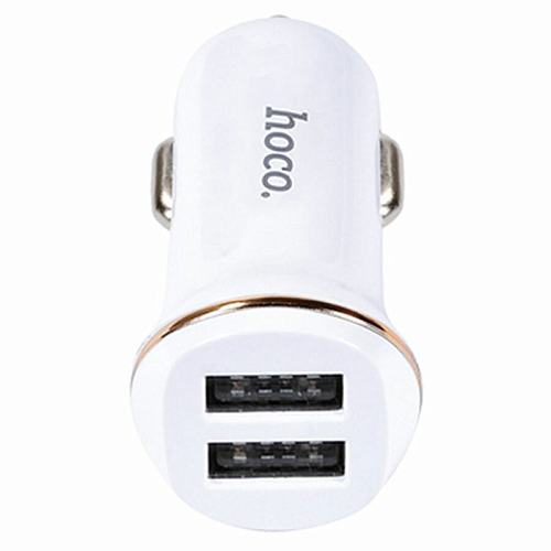 Автомобильное зарядное устройство, 2 USB 2.1A (Z1), usb cable lightning, HOCO, белый