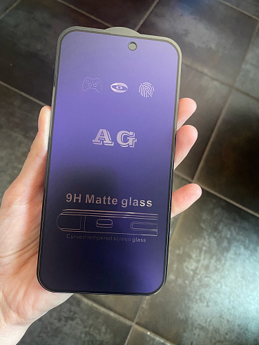 Защитное стекло на iPhone 15/16, Anti-blue ray матовый черный, X-CASE