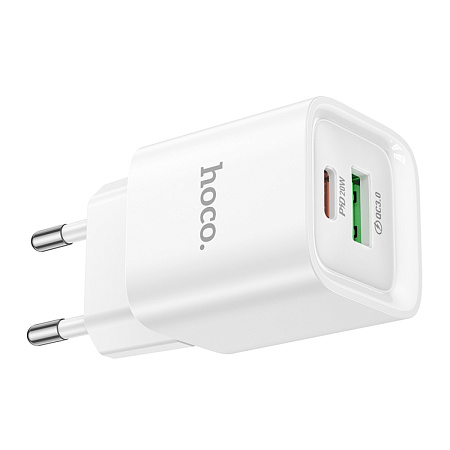 Сетевое зарядное устройство, 1 PD 20W + 1 USB 3.0 QC (C147A), HOCO, мини, белый