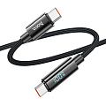 Кабель Type-C на Type-C с дисплеем, HOCO, U125, 1.2м, 100W, черный