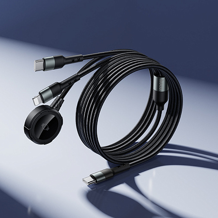 Беспроводное зарядное устройство, CW64 iWatch, Type-C, HOCO, с кабелем Type-C и Lightning, черный