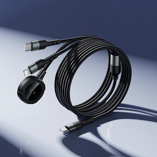 Беспроводное зарядное устройство, CW64 iWatch, Type-C, HOCO, с кабелем Type-C и Lightning, черный