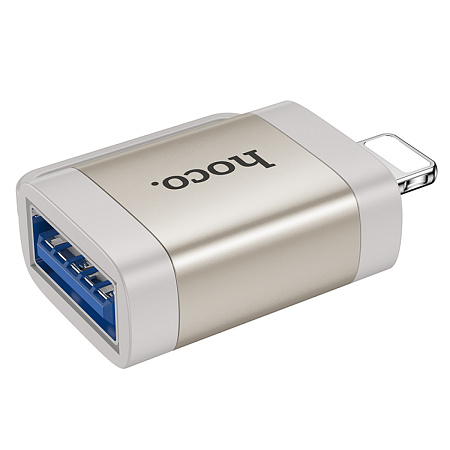 Переходник OTG Lightning на USB, UA31A, HOCO, серый