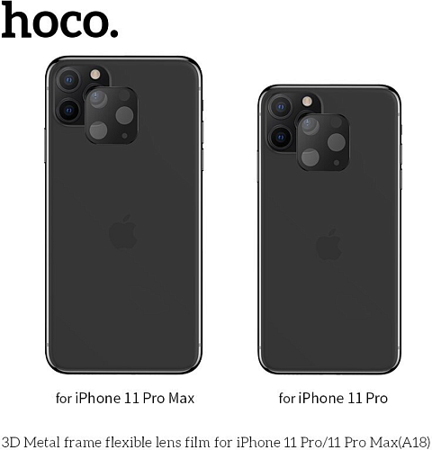 Защитное стекло на iPhone 11 Pro/11 Pro Max (A18), HOCO, на заднюю камеру, черное