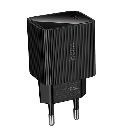 Сетевое зарядное устройство, 1 PD 20W  (CS82A), HOCO, с дисплеем, черный