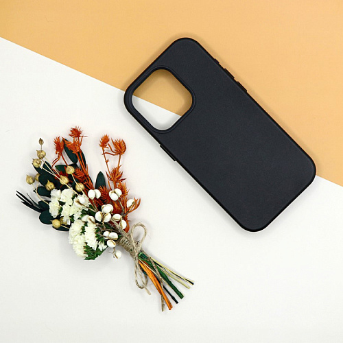 Чехол-накладка для iPhone 15 Pro, экокожа, магнитный (MagSafe), без лого, X-CASE, черный