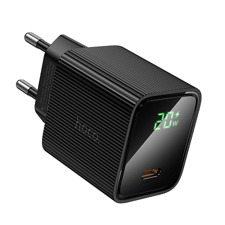 Сетевое зарядное устройство, 1 PD 20W  (CS82A), HOCO, с дисплеем, черный