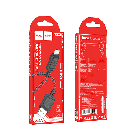 USB дата кабель Lightning, HOCO, X94, 1M, красный