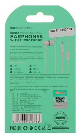   M34 Honor music Universal Earphone, HOCO,   ,hoco, 