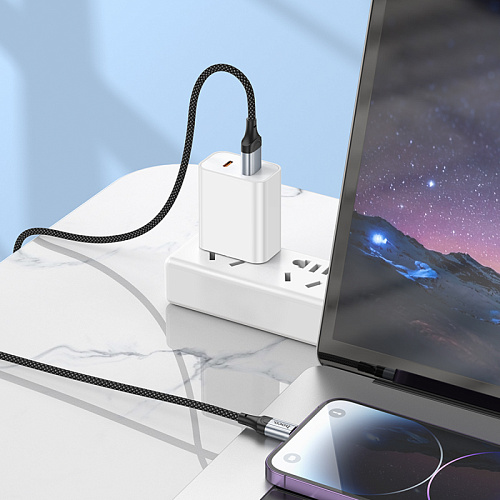 USB дата кабель Lightning, HOCO, X102, 1M, черный
