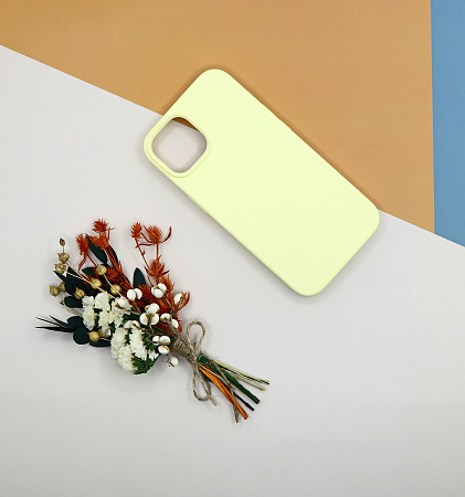 Чехол - накладка для iPhone 13, Silicon Case, без лого, желтый