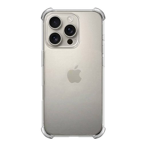 Чехол силиконовый для iPhone 16 Pro, усиленные края, с защитой камеры, X-CASE, прозрачный