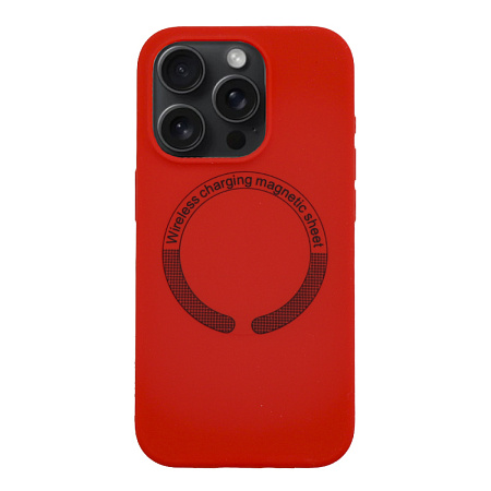 Чехол-накладка для iPhone 15 Pro Max, Silicon Case, магнитный (MagSafe), без лого, X-CASE, красный