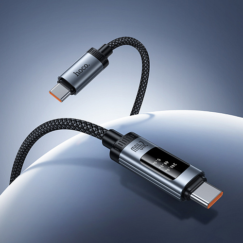 USB Кабель Type-C, HOCO, U148, 1.2м, 100W с дисплеем, черный