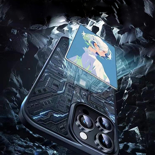Чехол-накладка для iPhone 15 Pro, с экраном, без лого, X-CASE, черный