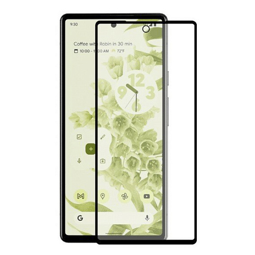 Защитное стекло на Google Pixel 6, прозрачное с черной рамкой, X-CASE
