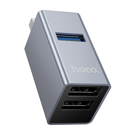 USB Хаб (HB54) c 1 USB на 1 USB 3.0 + 2 USB 2.0, HOCO, без провода, серый
