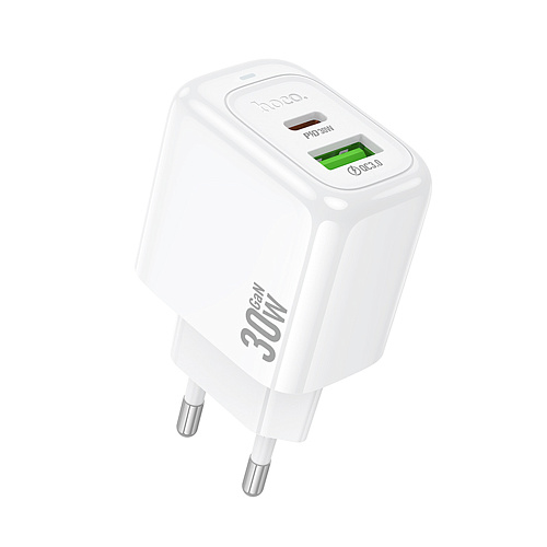 Сетевое зарядное устройство, 1 USB 3.0 QC+1 PD 30W (CS55A), HOCO, белый