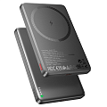 Универсальный Доп. Аккумулятор 5000mAh, Q26 Joy, HOCO, 1 PD 20W, беспроводная зарядка (MagSafe), металлический серый