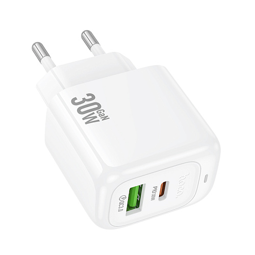 Сетевое зарядное устройство, 1 USB 3.0 QC+1 PD 30W (CS55A), HOCO, белый