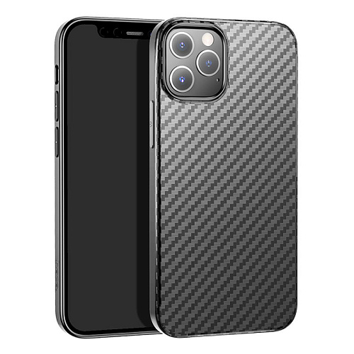 Чехол силиконовый для IPhone 12 Pro Max (6.7), Delicate shadow series, черный, Скидка