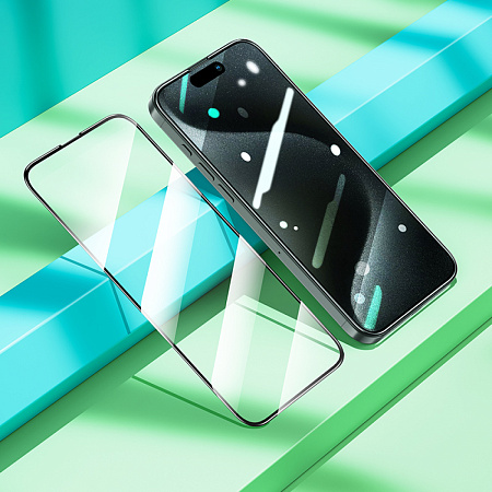 Защитное стекло для iPhone 16 Pro, G16, HOCO, Guardian shield series full-screen 5D large arc tempered glass, черное