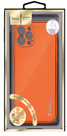Чехол силиконовый для IPhone 12 Pro (6.1), Graceful Leather series, HOCO, оранжевый