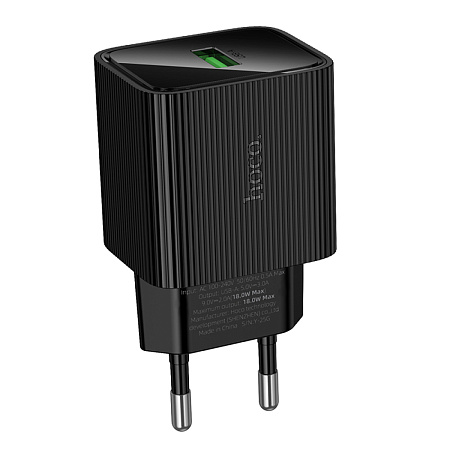 Сетевое зарядное устройство, 1 USB 3.0 QC (CS81A), HOCO, с дисплеем, черный