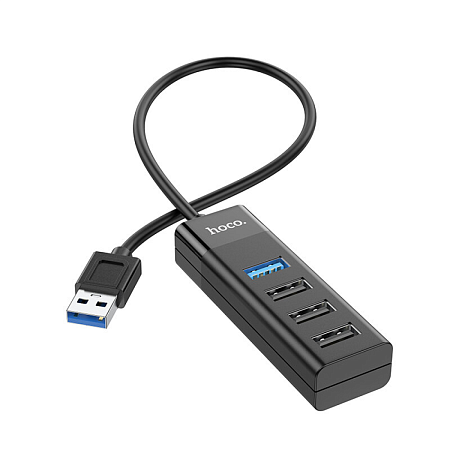 USB Хаб (HB25) c 1 USB на 1 USB 3.0 + 3 USB 2.0, HOCO, черный